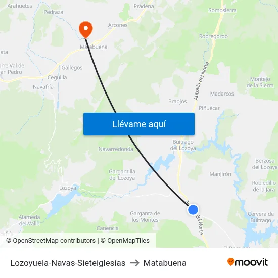 Lozoyuela-Navas-Sieteiglesias to Matabuena map