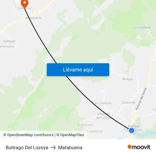 Buitrago Del Lozoya to Matabuena map