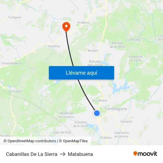 Cabanillas De La Sierra to Matabuena map