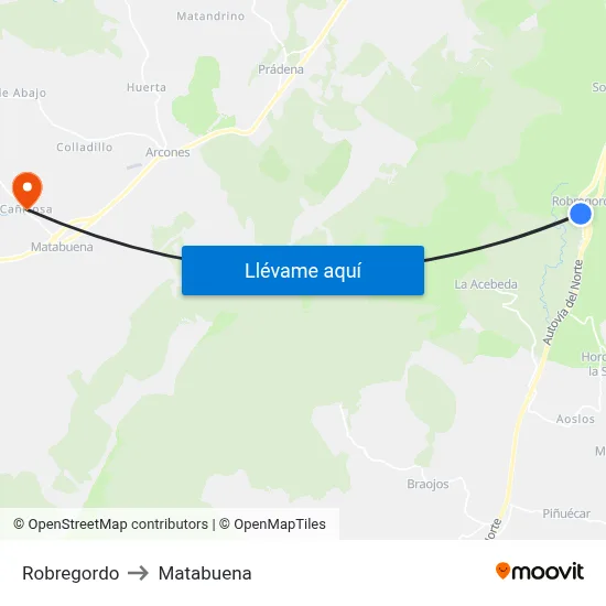 Robregordo to Matabuena map