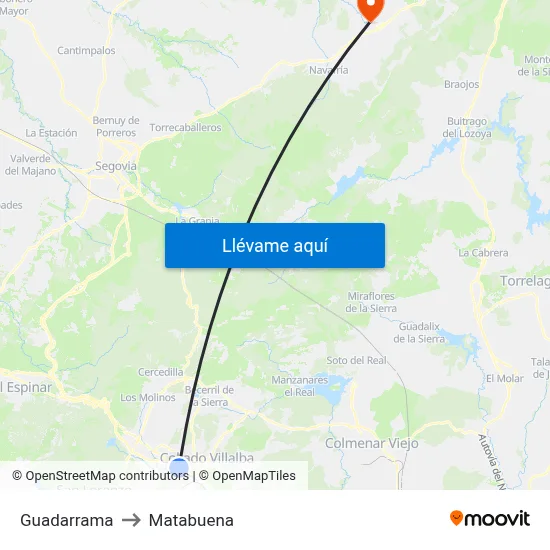 Guadarrama to Matabuena map