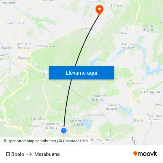 El Boalo to Matabuena map