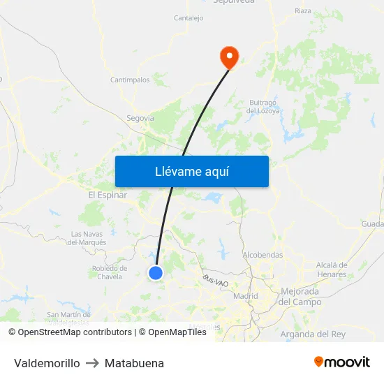 Valdemorillo to Matabuena map
