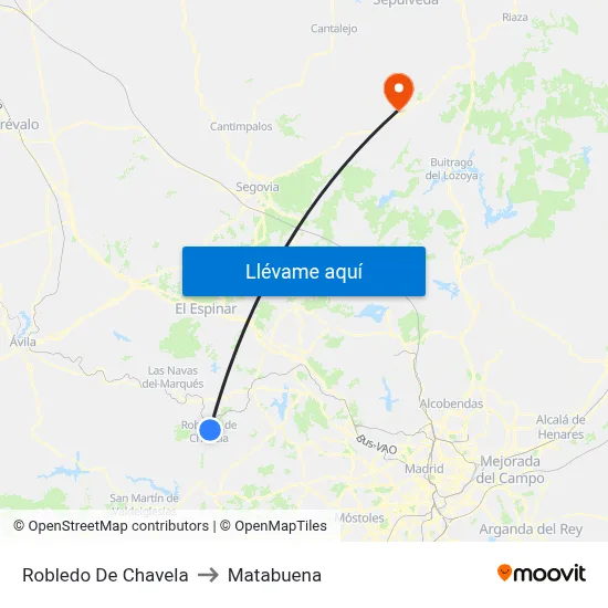 Robledo De Chavela to Matabuena map
