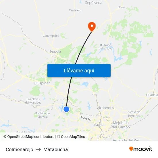 Colmenarejo to Matabuena map