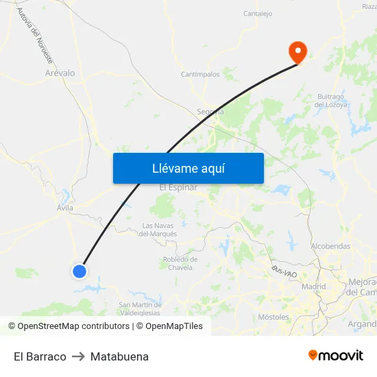 El Barraco to Matabuena map