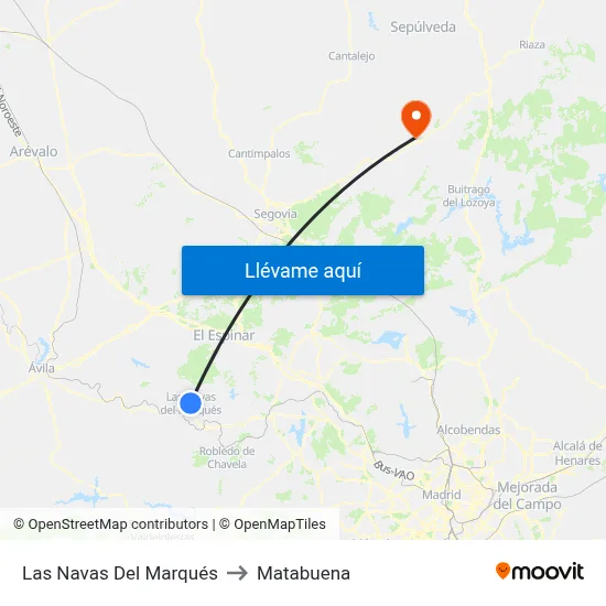 Las Navas Del Marqués to Matabuena map