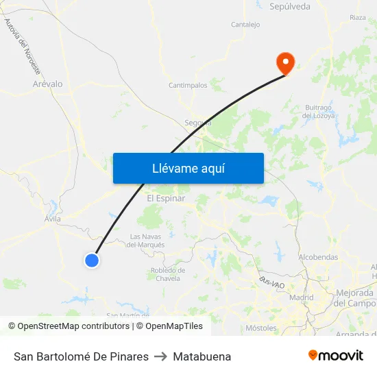 San Bartolomé De Pinares to Matabuena map