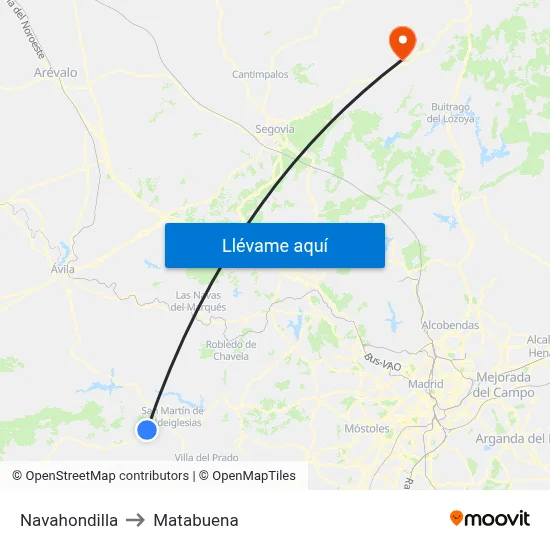 Navahondilla to Matabuena map