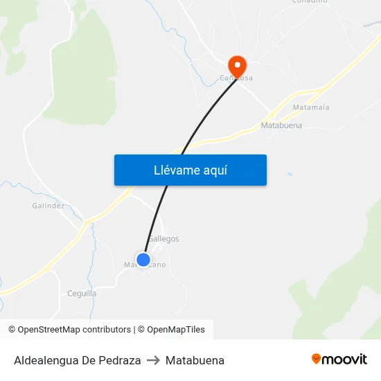 Aldealengua De Pedraza to Matabuena map