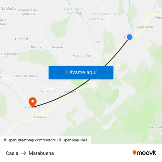 Casla to Matabuena map