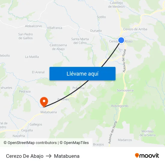 Cerezo De Abajo to Matabuena map
