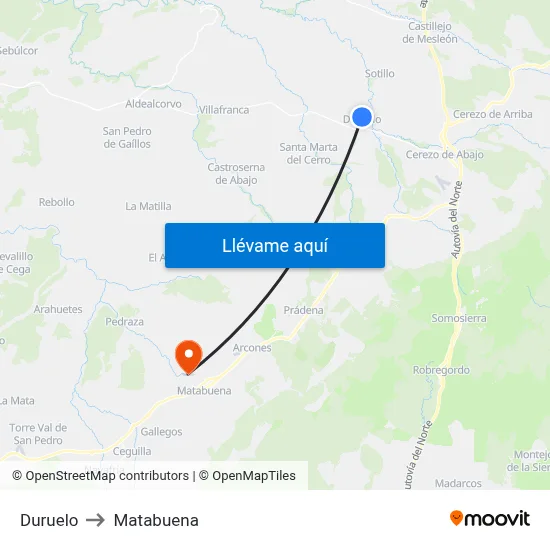 Duruelo to Matabuena map