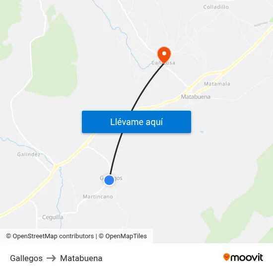 Gallegos to Matabuena map