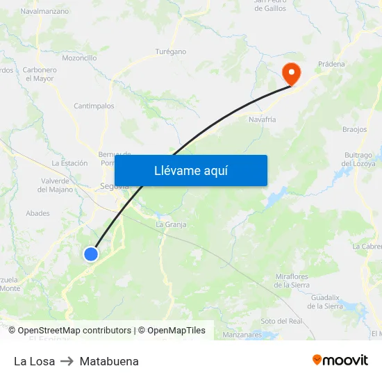 La Losa to Matabuena map