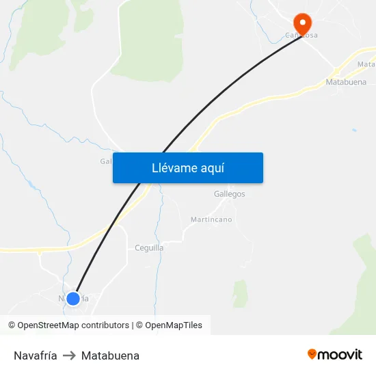 Navafría to Matabuena map