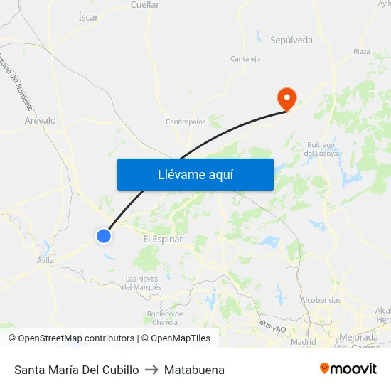 Santa María Del Cubillo to Matabuena map