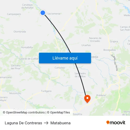 Laguna De Contreras to Matabuena map