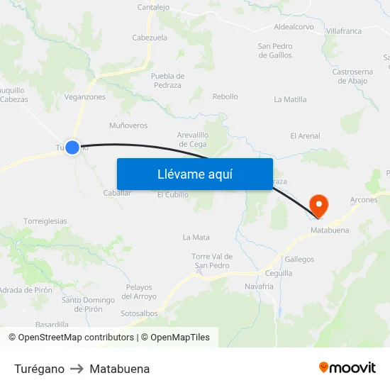 Turégano to Matabuena map