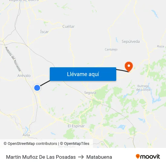 Martín Muñoz De Las Posadas to Matabuena map