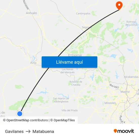 Gavilanes to Matabuena map