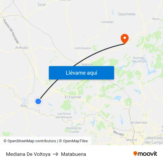 Mediana De Voltoya to Matabuena map