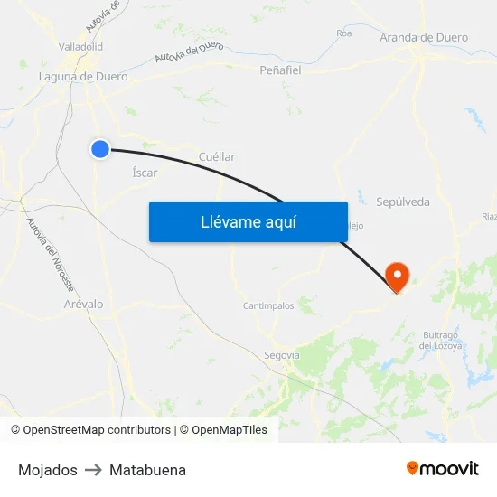 Mojados to Matabuena map