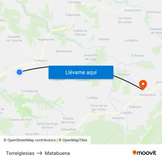 Torreiglesias to Matabuena map