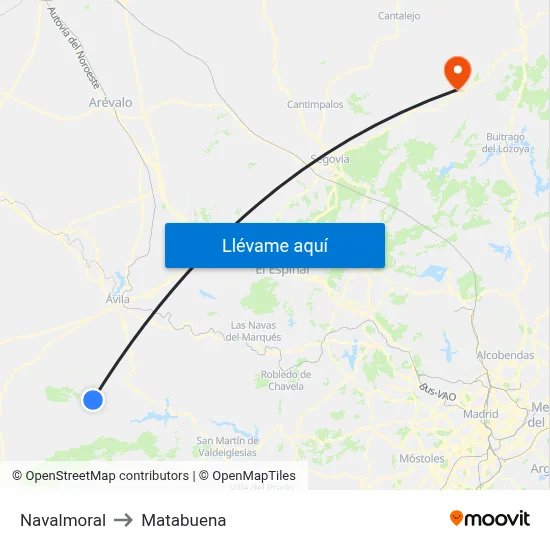 Navalmoral to Matabuena map