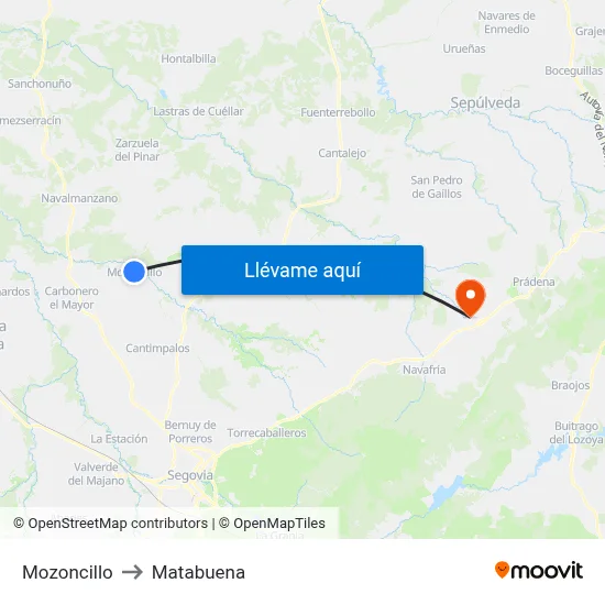 Mozoncillo to Matabuena map