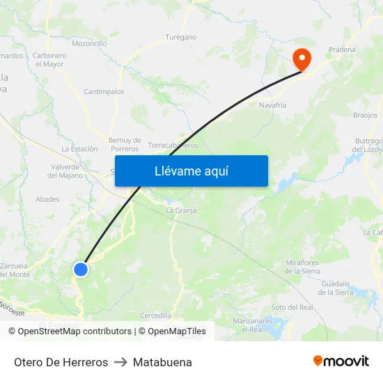 Otero De Herreros to Matabuena map