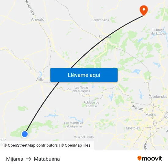 Mijares to Matabuena map