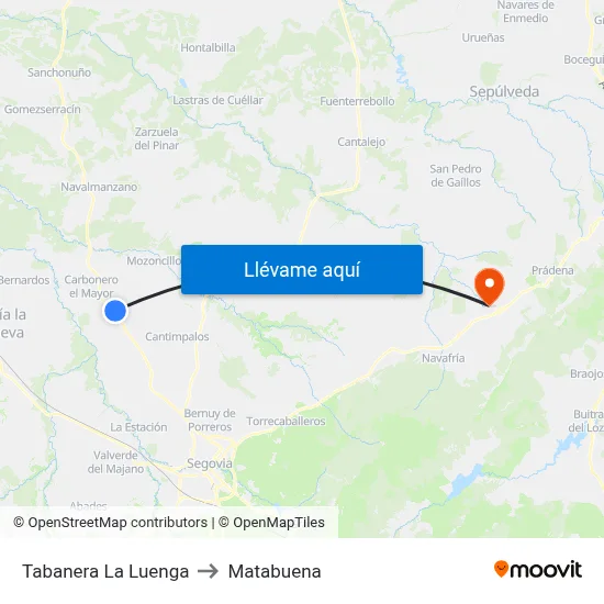 Tabanera La Luenga to Matabuena map