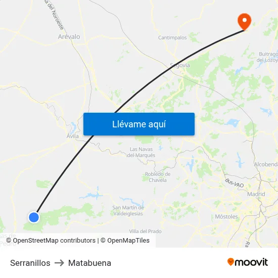 Serranillos to Matabuena map