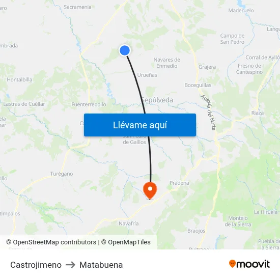 Castrojimeno to Matabuena map