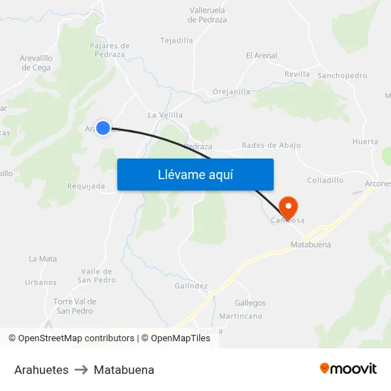 Arahuetes to Matabuena map