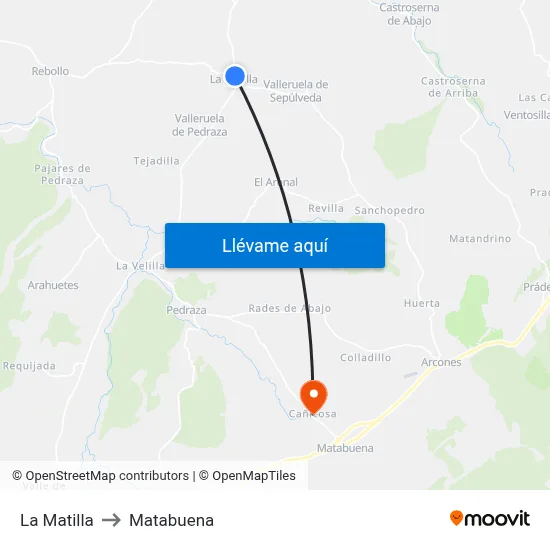 La Matilla to Matabuena map