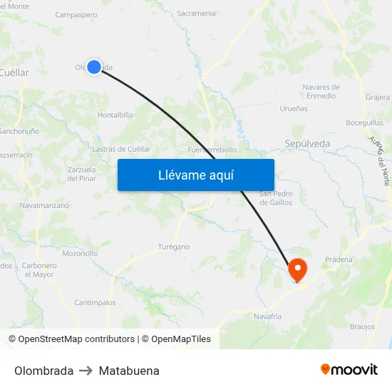 Olombrada to Matabuena map