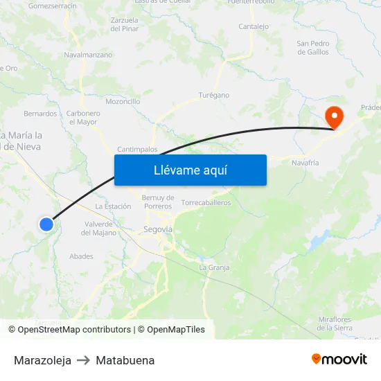 Marazoleja to Matabuena map