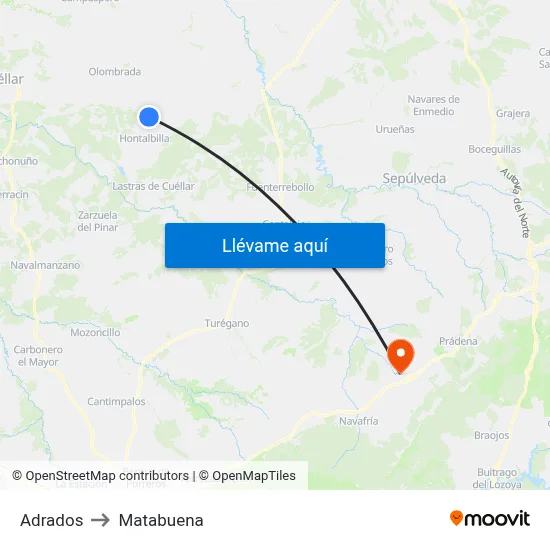 Adrados to Matabuena map