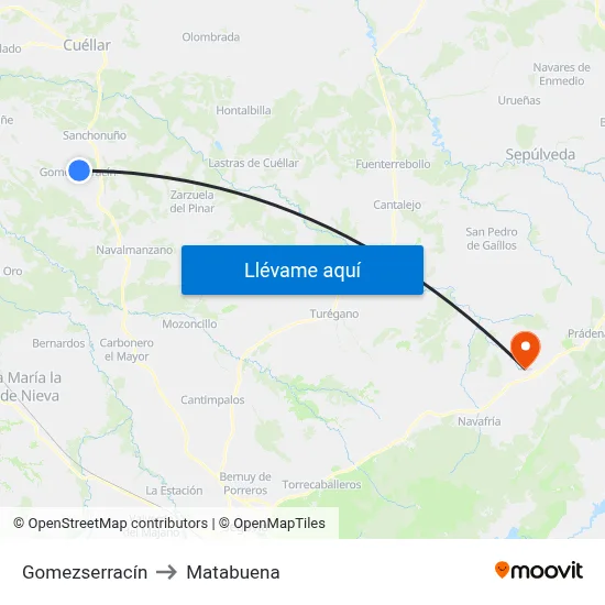 Gomezserracín to Matabuena map