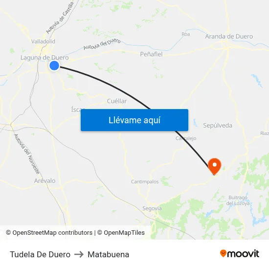 Tudela De Duero to Matabuena map