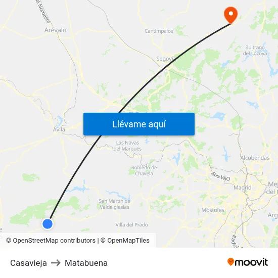 Casavieja to Matabuena map