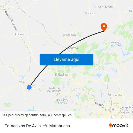 Tornadizos De Ávila to Matabuena map