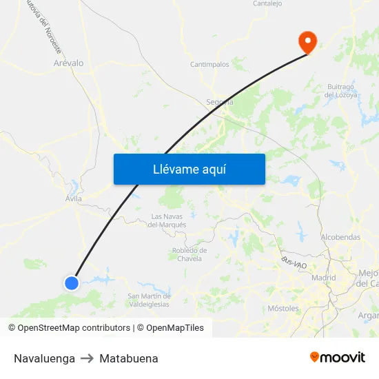 Navaluenga to Matabuena map