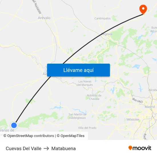 Cuevas Del Valle to Matabuena map