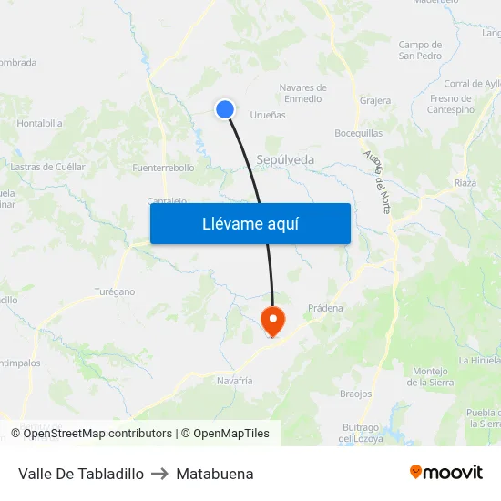 Valle De Tabladillo to Matabuena map