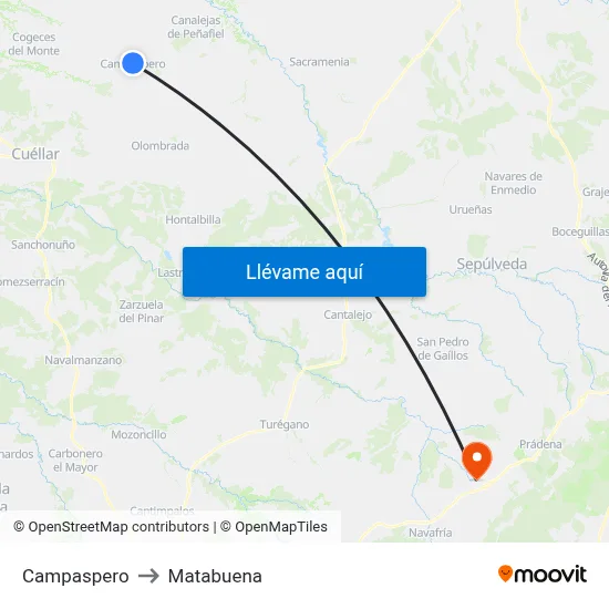 Campaspero to Matabuena map