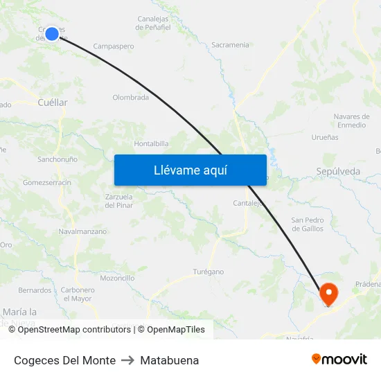 Cogeces Del Monte to Matabuena map