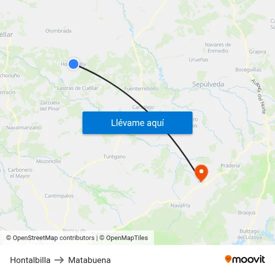 Hontalbilla to Matabuena map